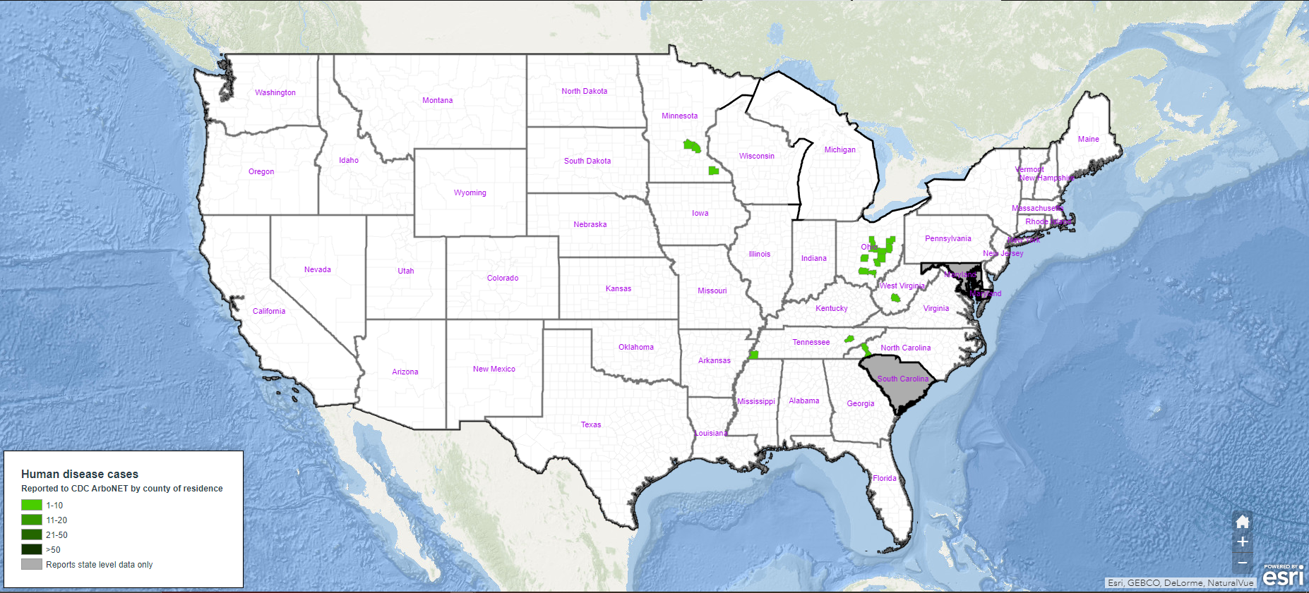 las-crosse-virus-disease-cdc-usa-map