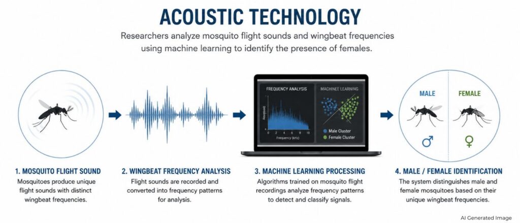 Image illustrating depicting what mosquito acoustic technology is - ai generated image