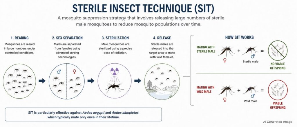 Image illustration depicting what Sterile Insect Technique (SIT) is- ai generated image